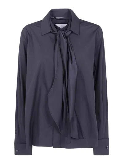 Sacai Poplin Shirt With Satin Tie In Black