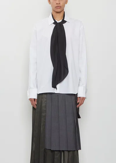 Sacai Poplin Shirt With Satin Tie In White