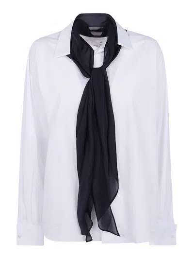 Sacai Poplin Shirt With Satin Tie In White