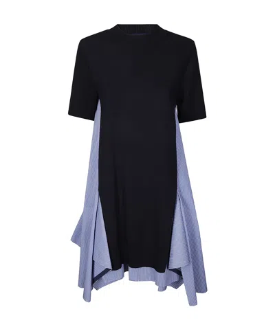 SACAI SACAI POPLIN STRIPE-DETAIL DRESS