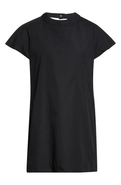 Sacai Poplin Sweatshirt Dress In Black