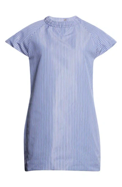 Sacai Poplin Sweatshirt Dress In Blue