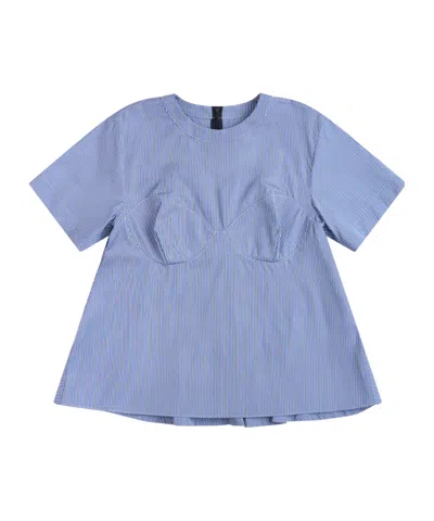 Sacai Poplin T-shirt In Blue