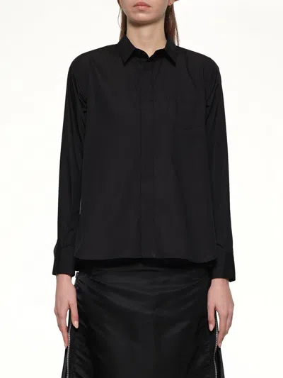 Sacai Poplin X Chiffon Shirt In Black
