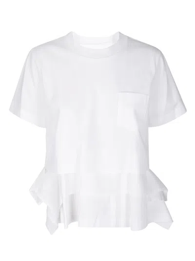 SACAI POPLIN X COTTON JERSEY T-SHIRT