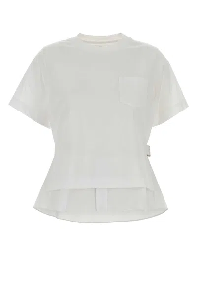 Sacai Poplin X Cotton Jersey T-shirt In White