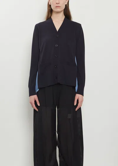 Sacai Poplin X Cotton Knit Cardigan