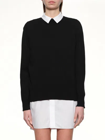 Sacai Poplin X Cotton Knit Dress In Black
