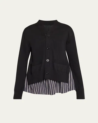 Sacai Poplin X Knit Ca In Black