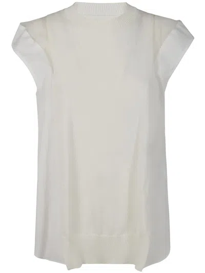 SACAI SACAI POPLIN X KNIT PULLOVER
