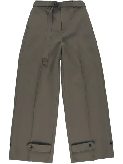 Sacai Pressed-crease Trousers In Green