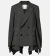 Sacai Prince Of Wales Checked Wool Blazer In Gray