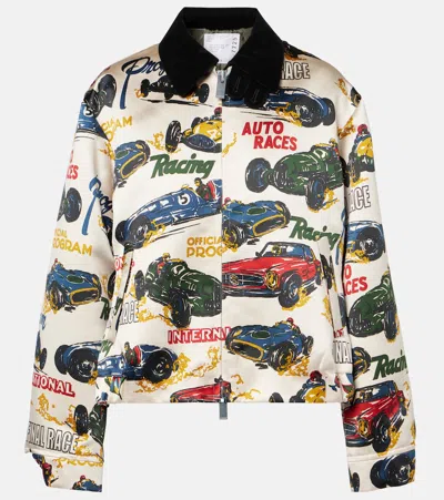 Sacai Printed Blouson In Ivory