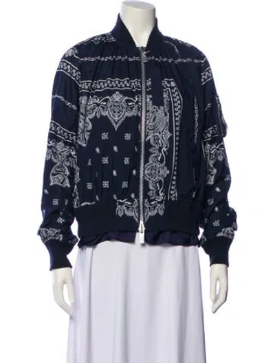 Pre-owned Sacai Printed Bomber Jacket In Blue