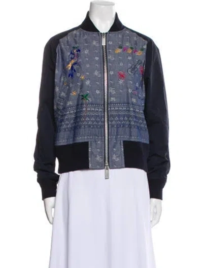 Pre-owned Sacai Printed Bomber Jacket In Blue