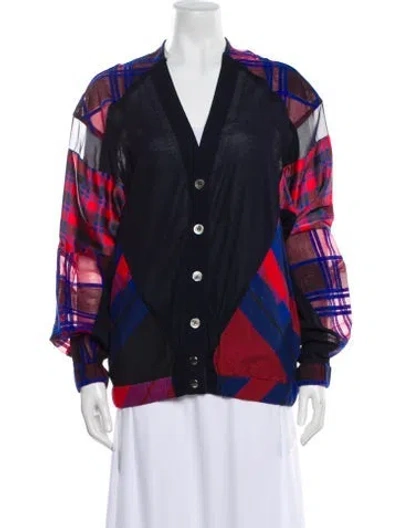 Pre-owned Sacai Printed Bomber Jacket In Blue