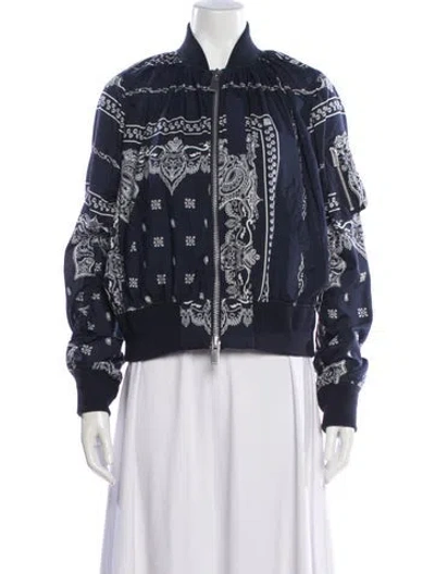Pre-owned Sacai Printed Bomber Jacket In Blue