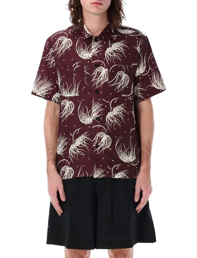 Sacai Printed Bowling Shirt In Brown