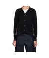 Sacai Printed Cotton Knit Cardigan In Black