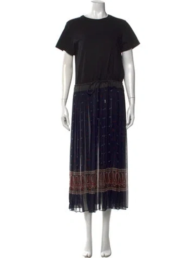 Pre-owned Sacai Printed Long Dress In Black
