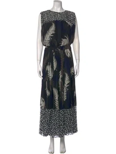 Pre-owned Sacai Printed Long Dress In Blue