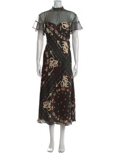 Pre-owned Sacai Printed Long Dress In Green