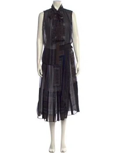 Pre-owned Sacai Printed Long Dress In Neutral