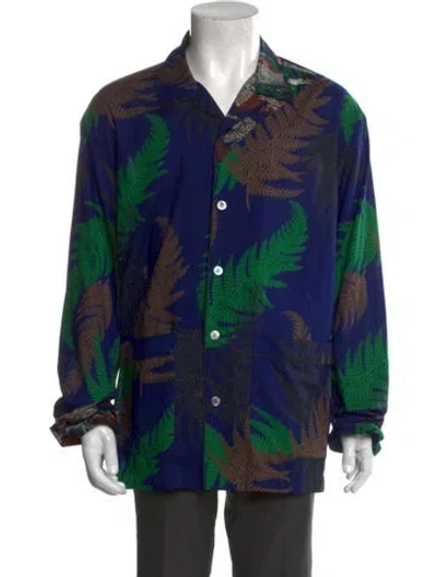 Pre-owned Sacai Printed Long Sleeve Shirt In Blue