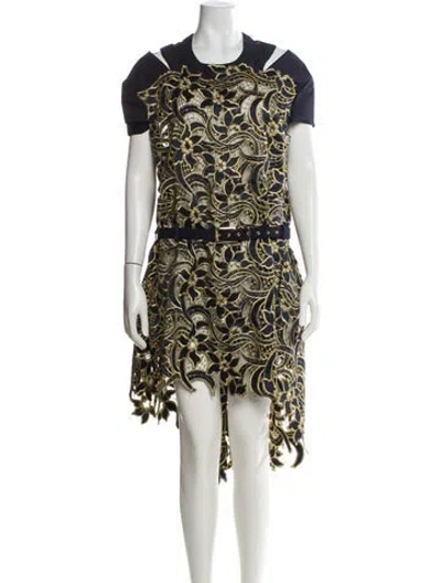 Pre-owned Sacai Printed Midi Length Dress In Blue
