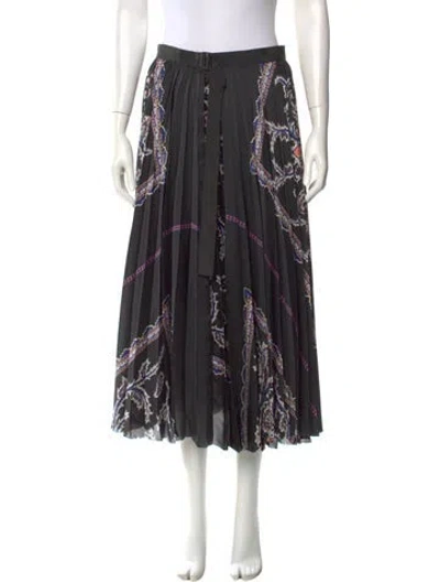 Pre-owned Sacai Printed Midi Length Skirt In Black