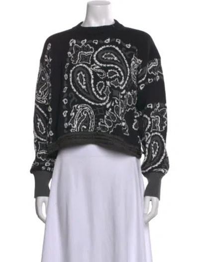Pre-owned Sacai Printed Mock Neck Sweater In Black