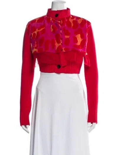 Pre-owned Sacai Printed Mock Neck Sweater In Red