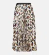 Sacai Printed Pleated Midi Skirt In White