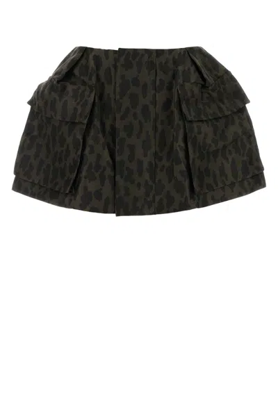 Sacai Printed Polyester Shorts In Brown