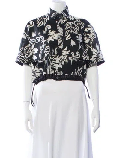 Pre-owned Sacai Printed Short Sleeve Crop Top In Black