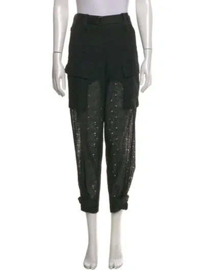 Pre-owned Sacai Printed Skinny Leg Pants In Black