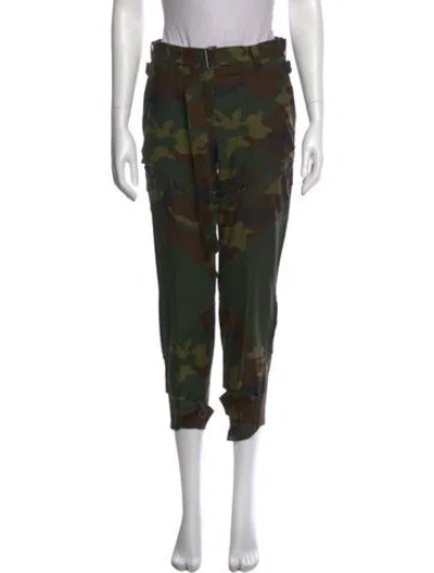 Pre-owned Sacai Printed Skinny Leg Pants In Green