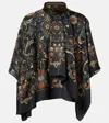 Sacai Womens Navy Floral Asymmetric Woven Shirt In Black