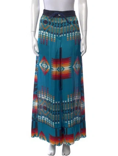 Pre-owned Sacai Printed Wide Leg Pants In Blue