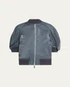 Sacai Puff Sleeve Bomber Jacket In Blue Gray