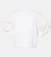 Sacai Puff-sleeve Cotton-blend T-shirt In White