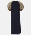 Sacai Puff-sleeve Cotton Jersey Midi Dress In Blue