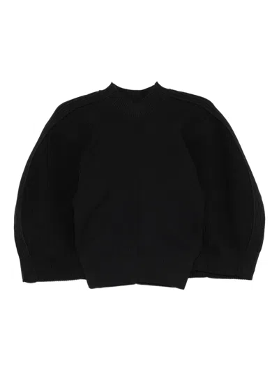 Sacai Puff-sleeve Sweater In Black
