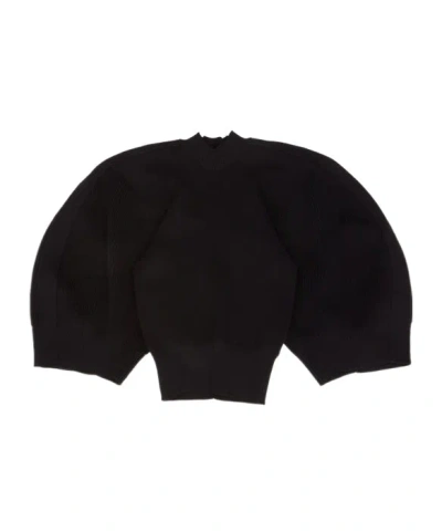 Sacai Puff Sleeved Cardigan In Black