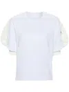 Sacai Cotton T-shirt With Balloon Sleeve In White