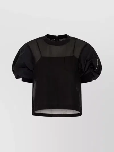 SACAI PUFF SLEEVES POLYESTER BLEND TOP