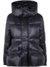 Sacai Black Hooded Short Padded Puffer Jacket In Blue