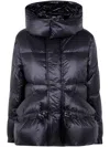 Sacai Black Hooded Short Padded Puffer Jacket In Blue