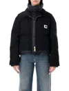 Sacai X Carhartt Wip Corduroy-collar Logo-patch Jacket In Black