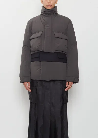 Sacai Puffer Jacket In Brown